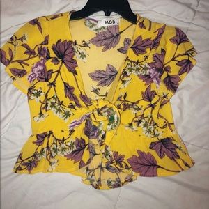 MOD yellow and purple floral crop top never worn!